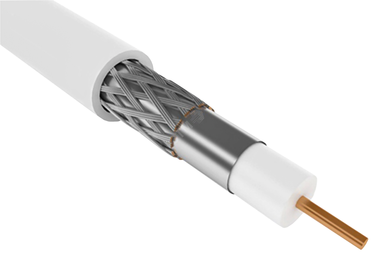 Изображение товара Кабель коаксиальный RG59 CCS 75Ом FPE PVC бел (10 0м)GENERICA (м)