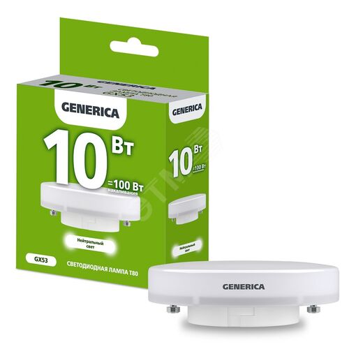 Изображение товара Лампа светодиодная T80 таблетка 10Вт 230В 4000К GX53 (шт)