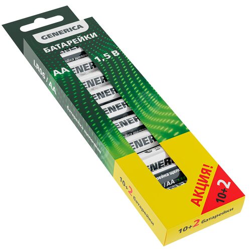 Изображение товара Батарейка щелочная Alkaline LR06/AA (10+2шт/кор) ПРОМО (упак)