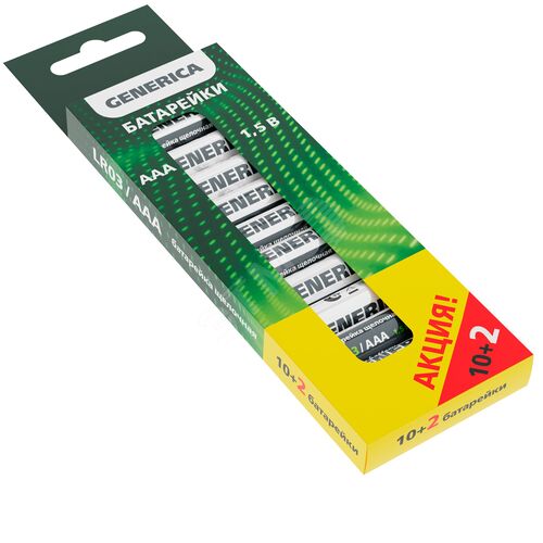 Изображение товара Батарейка щелочная Alkaline LR03/AAA (10+2шт/кор) ПРОМО (упак)