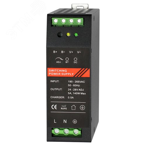 Изображение товара ББП 24 VDC, 5 A, крепление на DIN-рейку, черный (шт)
