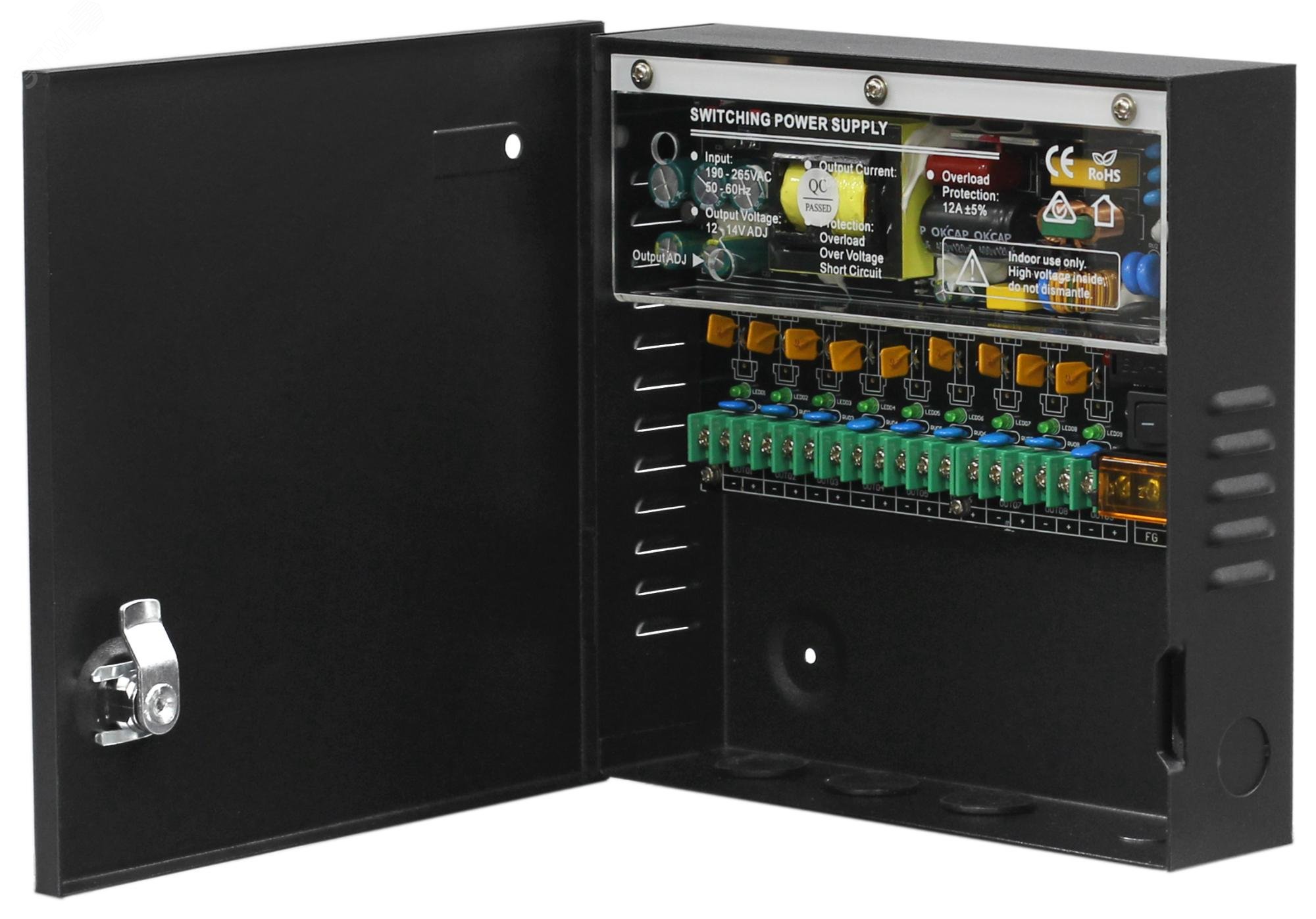 Изображение товара Блок питания 12 В 10 А 9 каналов металлический корпус смартек