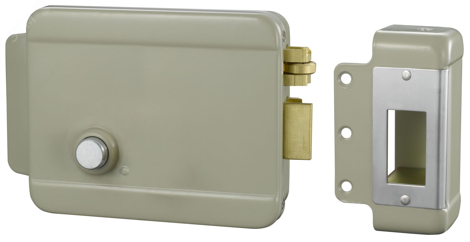 Изображение товара Замок электромеханический накладной, НЗ, универсальный DIN, цилинр снаружи (шт)