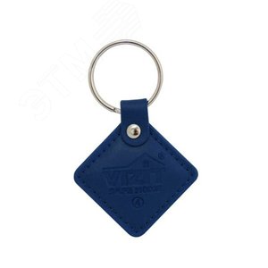 Ключ RF (RFID-13.56 МГц). Кожаный брелок с тиснением логотипа, синий. Встроенная защита от несанкционированного копирования. Используется совместно с модификациями блоков вызова и контроллеров ключей, имеющих в наименовании литеру - F.