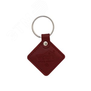 Ключ RF (RFID-13.56 МГц). Кожаный брелок с тиснением логотипа, красный. Встроенная защита  от несанкционированного копирования. Используется совместно с модификациями блоков вызова и контроллеров ключей, имеющих в наименовании литеру  - F. (Ключ VIZIT-RF3.2 red)