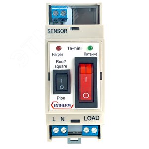 Термостат Th-mini для управления системой электрообогрева на кровлях/площадках/трубах с фиксированными настройками в комлекте с датчиком температуры, ток 7 А