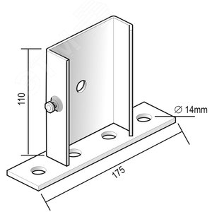 Опорный элемент для крепления к полу KLIE, высота - 115 мм, ширина - 88 мм, кратность - 1шт, DU - Покрытие Duplex
