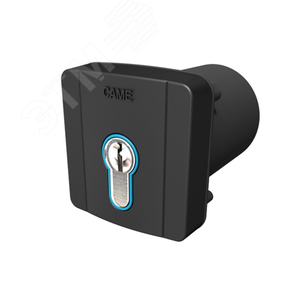 Изображение товара Ключ-выключатель встраиваемый с цилиндром замка DIN и синей подсветкой (шт)