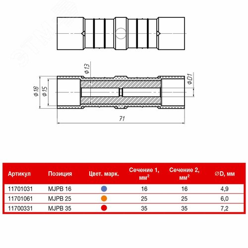 Зажим соединительный MJPB 16 - фото 2