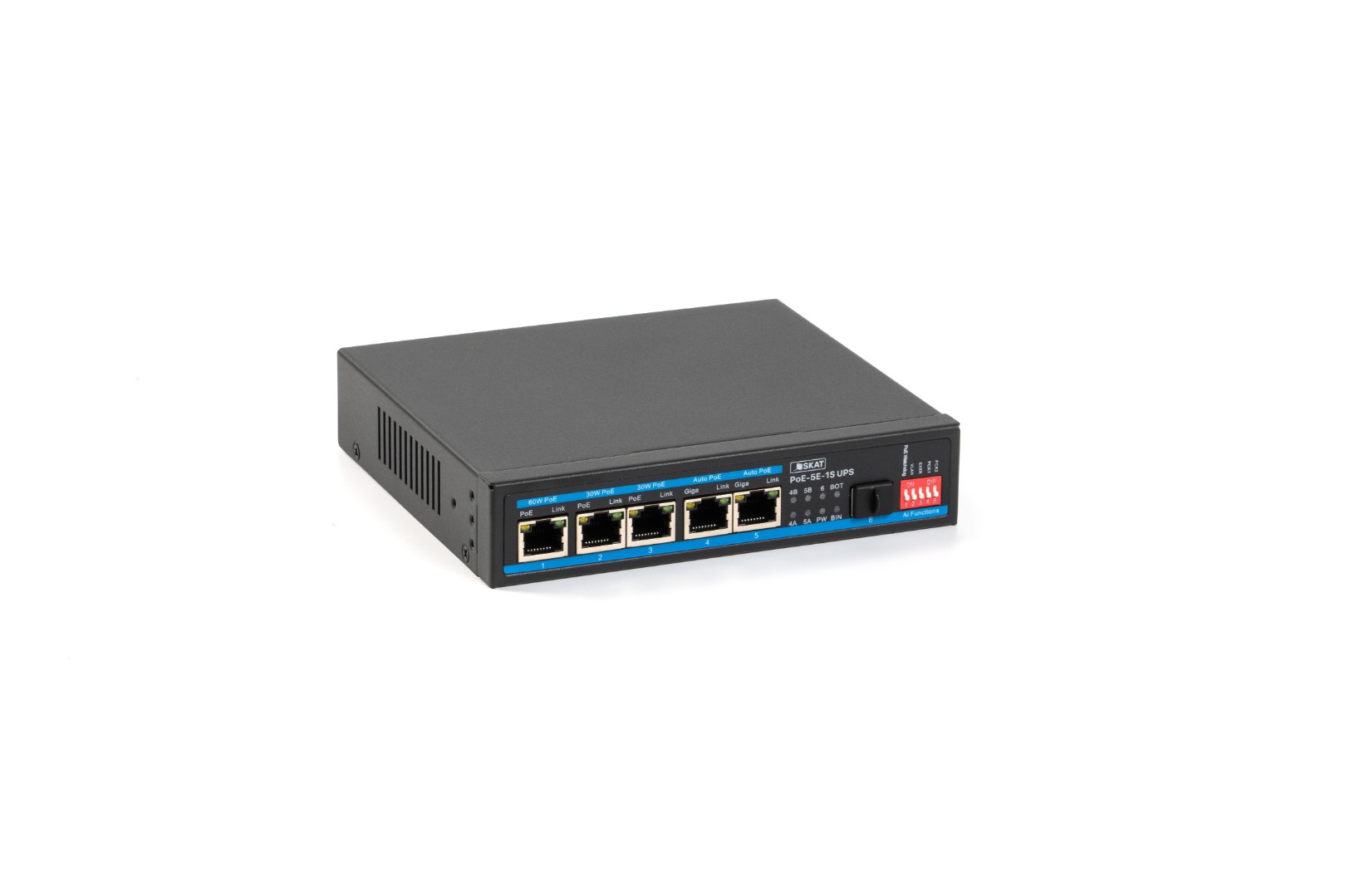 Коммутатор неуправляемый 6 портов RJ45/SFP 10 100 1000 Мб/с PoE 65Вт с ИБП