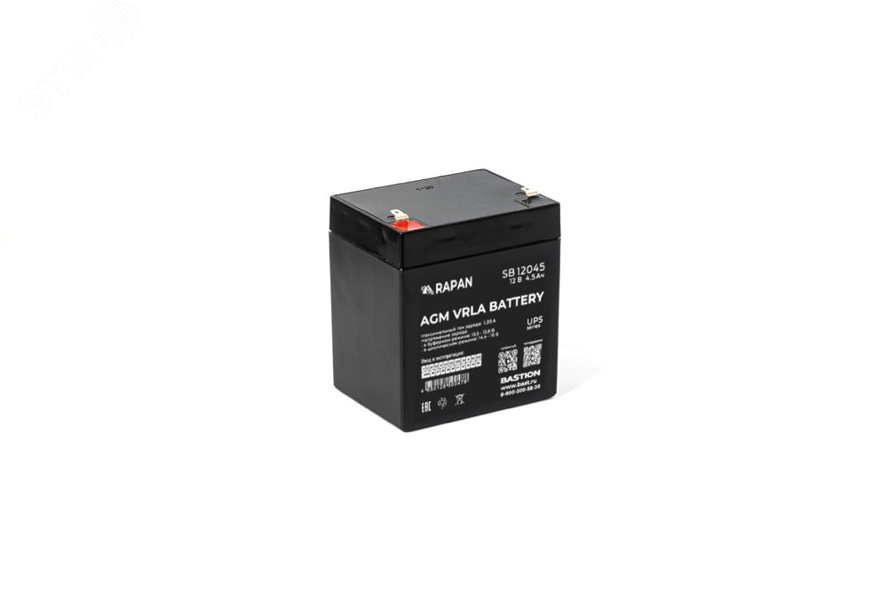 Изображение товара RAPAN SB 12045 АКБ свинцово-кислотная тип AGM 12V 4,5Ач Iзар.1,35А, ножевые клеммы (шт)