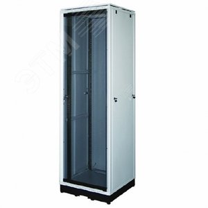 Рэковый шкаф закрытый со стеклянной дверью для установки 19'' оборудования на 24 U без комплекта направляющих и крепежа, 2 установленных вентилятора, 600x600x1226 мм МЕТА