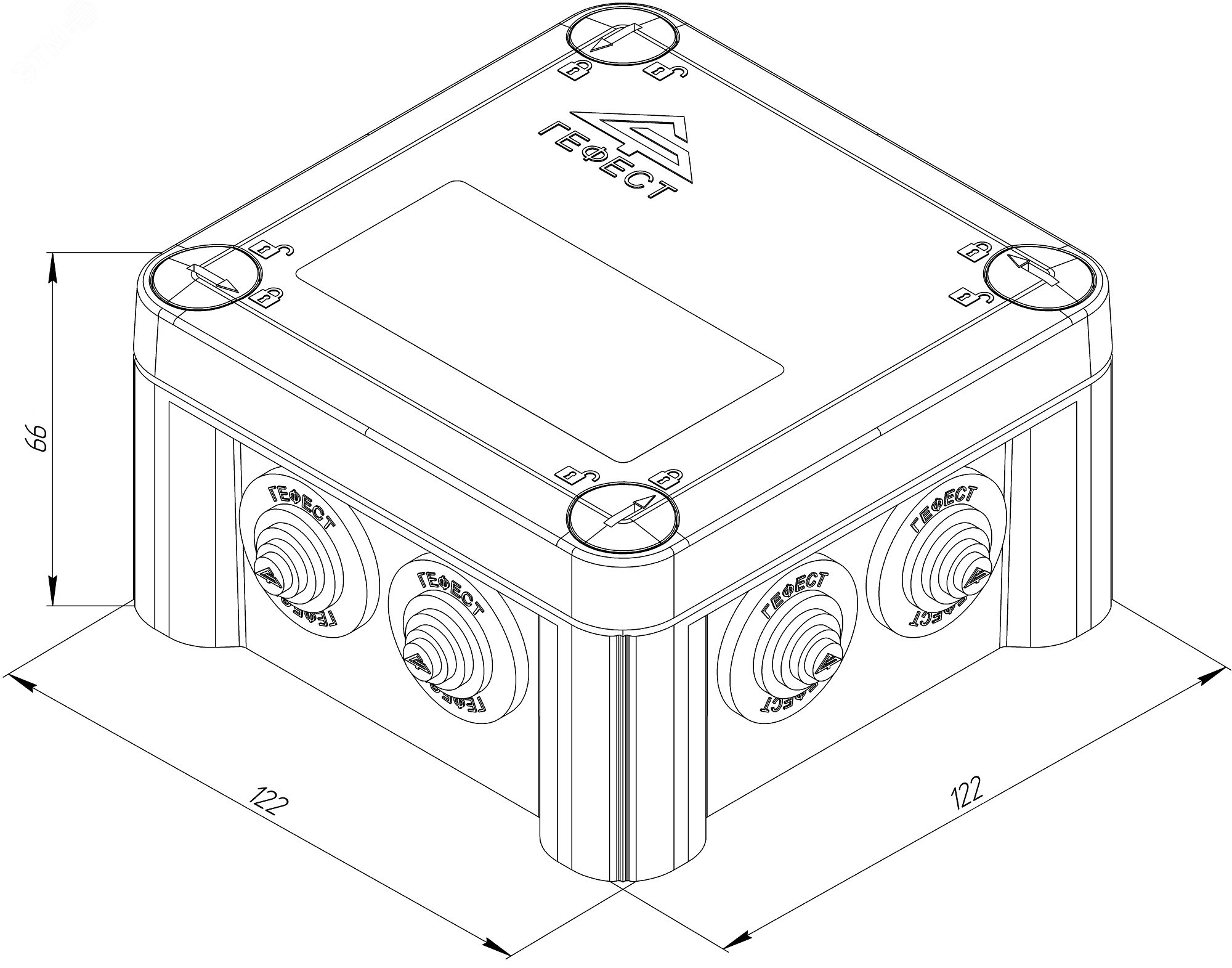 Коробка монтажная КМ-1010(П)-IP66(П6-12) УТ000031494 Гефест - превью 2