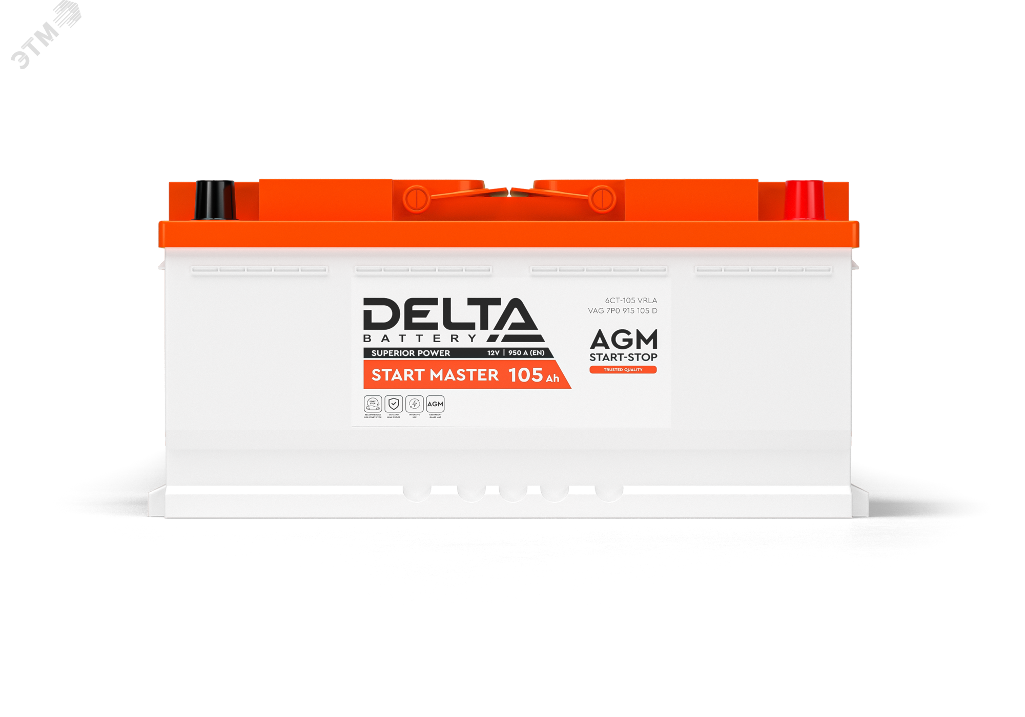 Аккумулятор автомобильный 12В 105Ач DELTA START MASTER 105 Ah AGM DELTA - превью 2