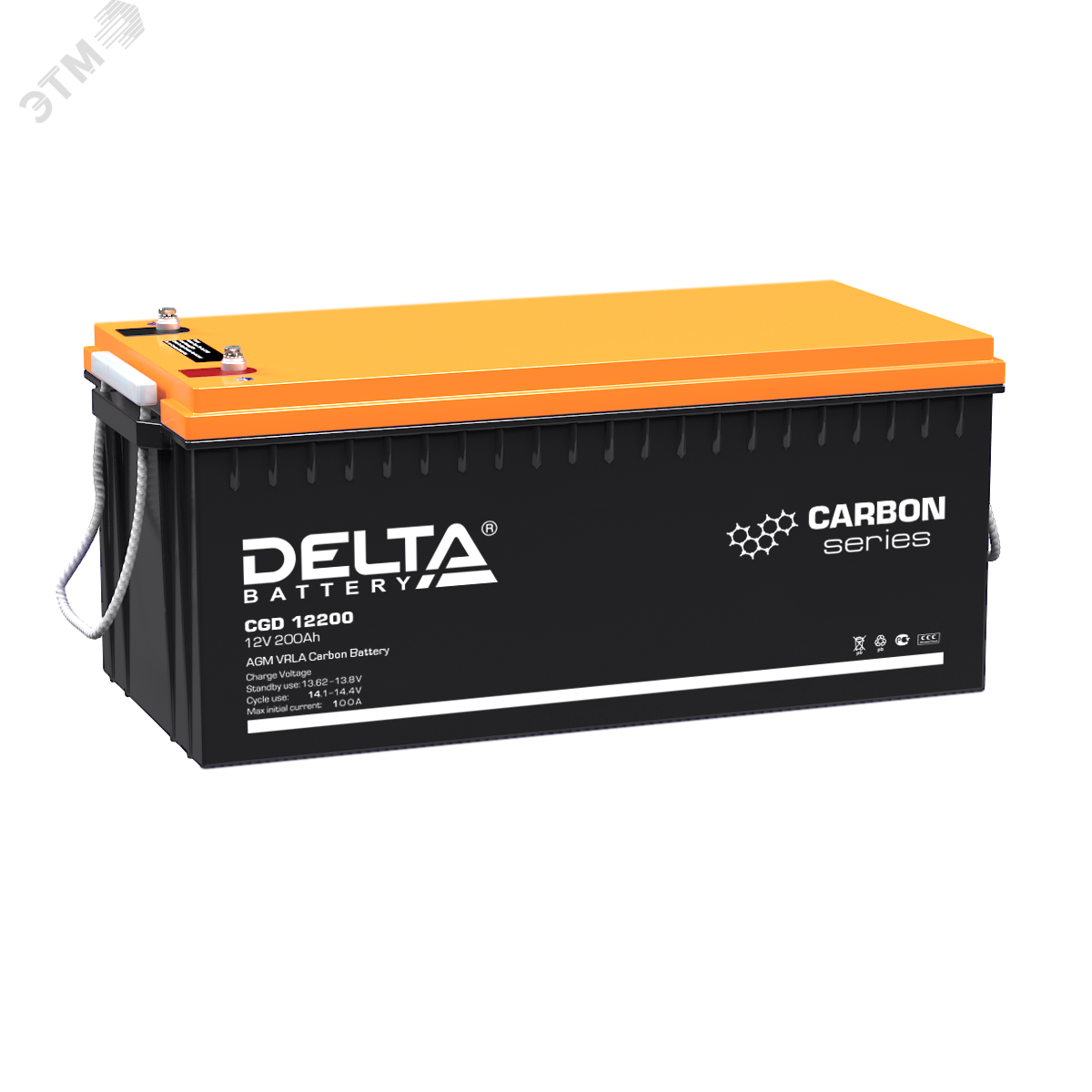 Изображение товара Свинцово-кислотный аккумулятор AGM 12В 200Ач с карбоновым добавлением DELTA CGD 12200