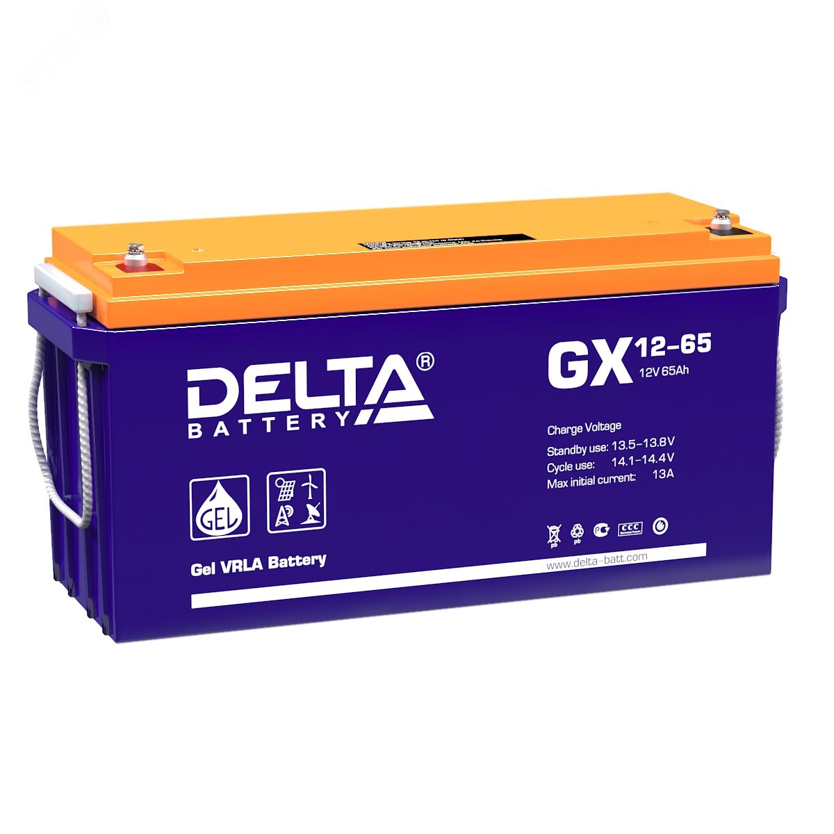 Аккумулятор GX 12В 65Ач GX 12-65 DELTA