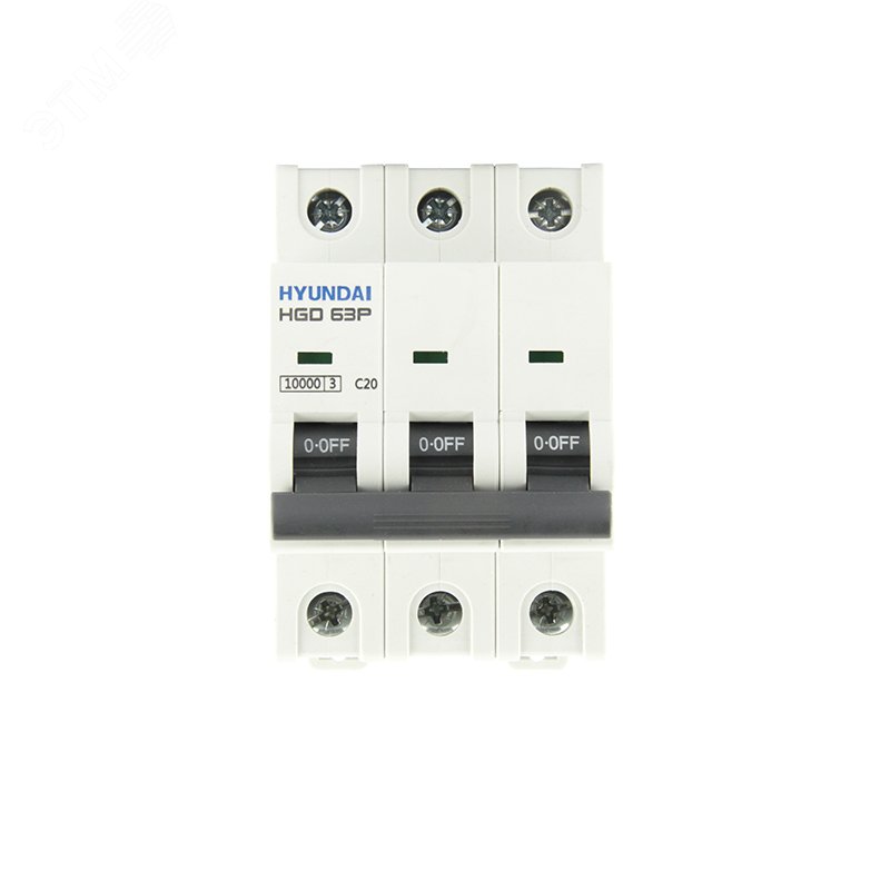 Изображение товара Автоматический выключатель HGD63P 3PMCS0000C 00020, 20А, 3 полюса, 10kA, электромагнитный