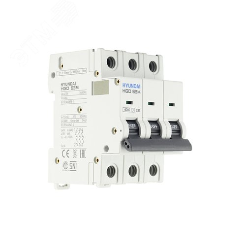 Изображение товара Выключатель автоматический HGD63-M 3PMCS0000C 00063 3 полюса, 63А, ток 6kA, хар-ка C (шт)