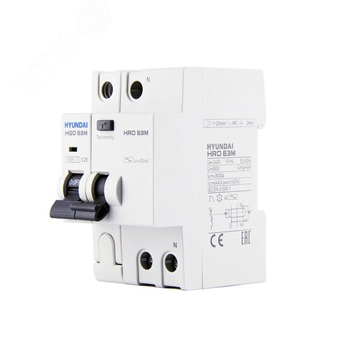 Изображение товара Автомат дифференциальный HRO63M 1NG4C0000C 00025G 1 полюс + нейтраль, 25A ток, 6kA,30mA (шт)