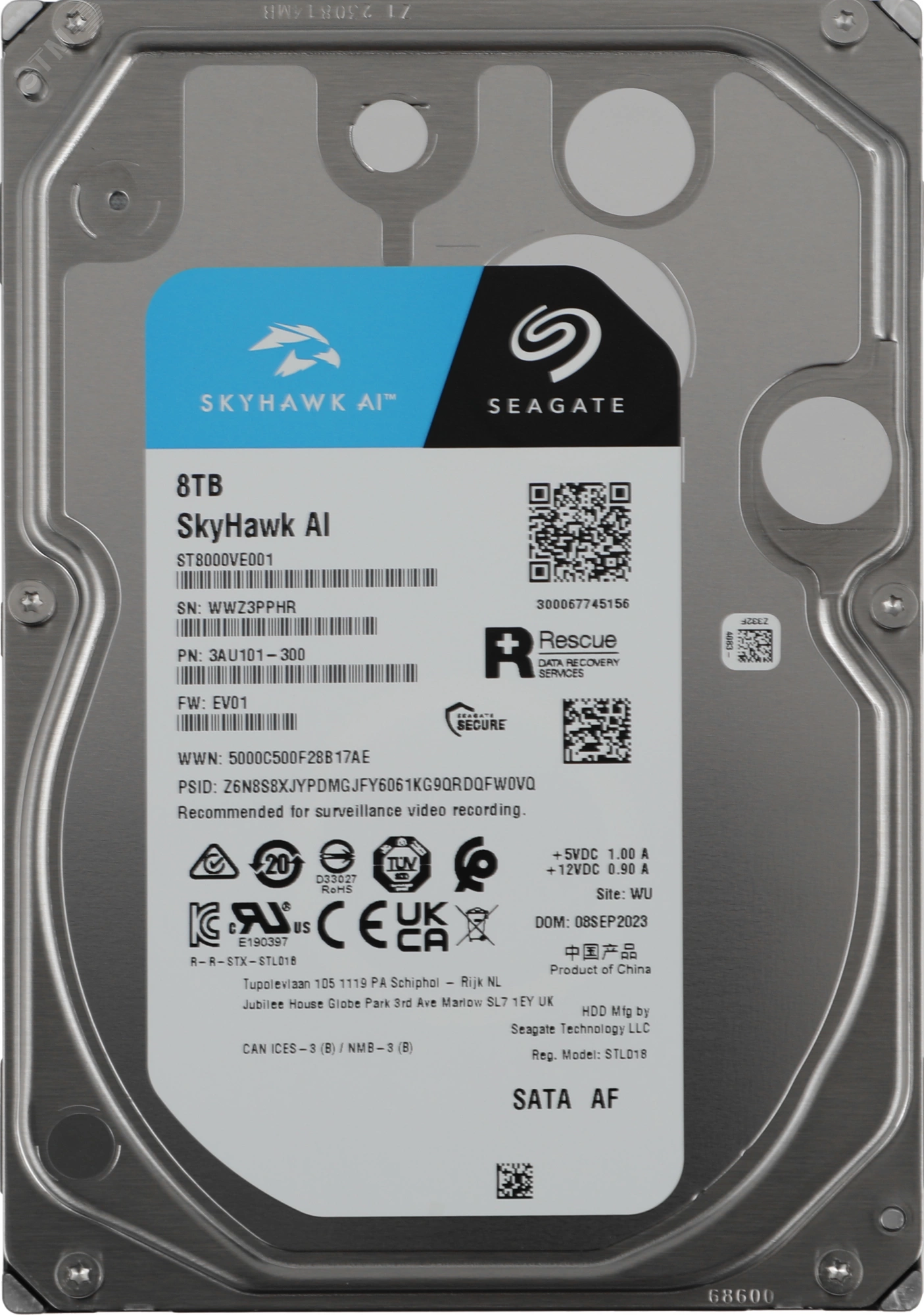Изображение товара Seagate SkyHawk 8ТБ ST8000VE001 жесткий диск для видеонаблюдения SATAIII 3.5 7200 об/мин 256МБ