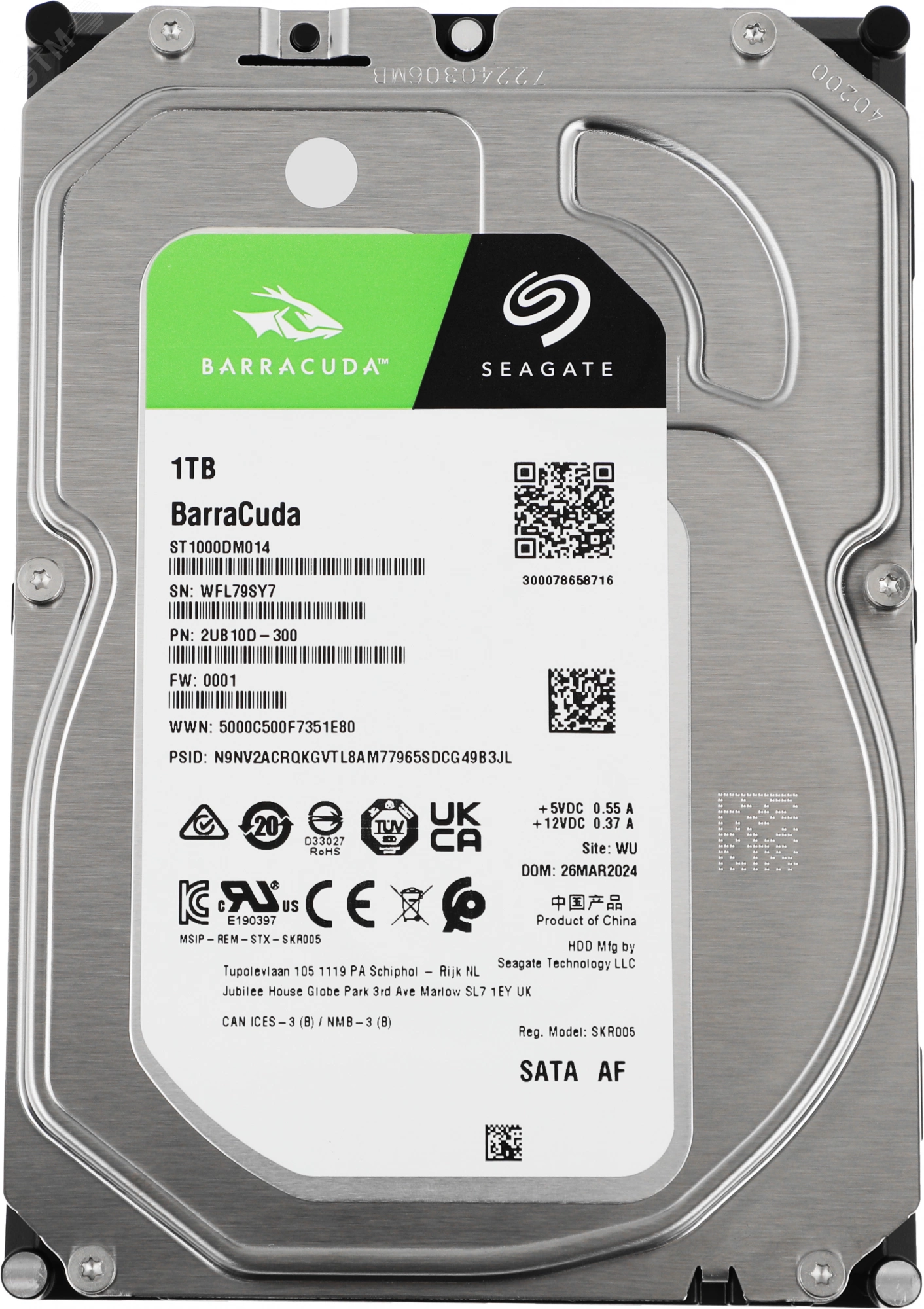 Изображение товара Жесткий диск 1TB Seagate Barracuda 3.5'' SATAIII 7200 об/мин 256 МБ