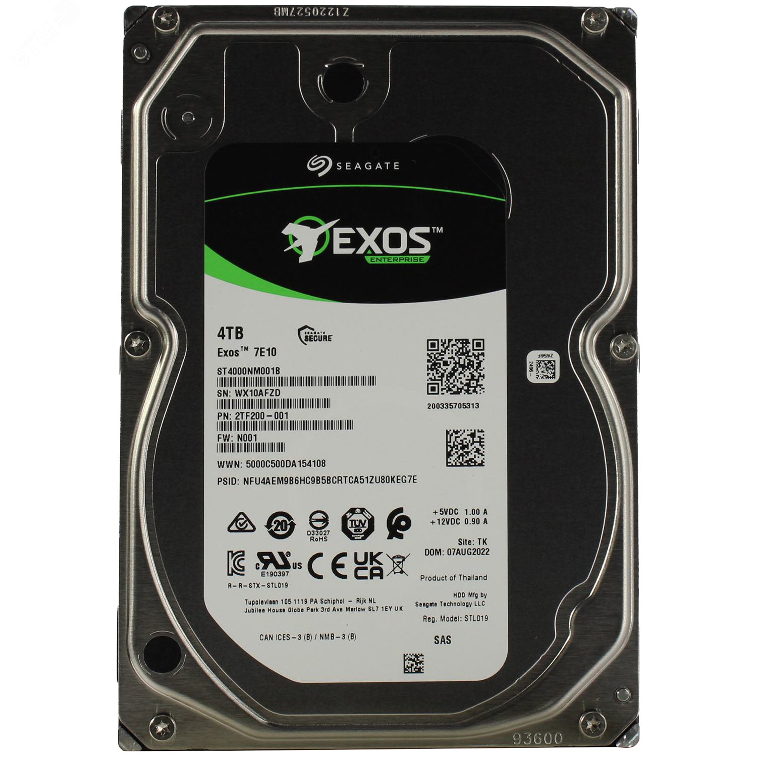 Жесткий диск 4TB Exos 7E10 3.5'', SAS, 7200 об/мин, 256 МБ ST4000NM001B Seagate - превью