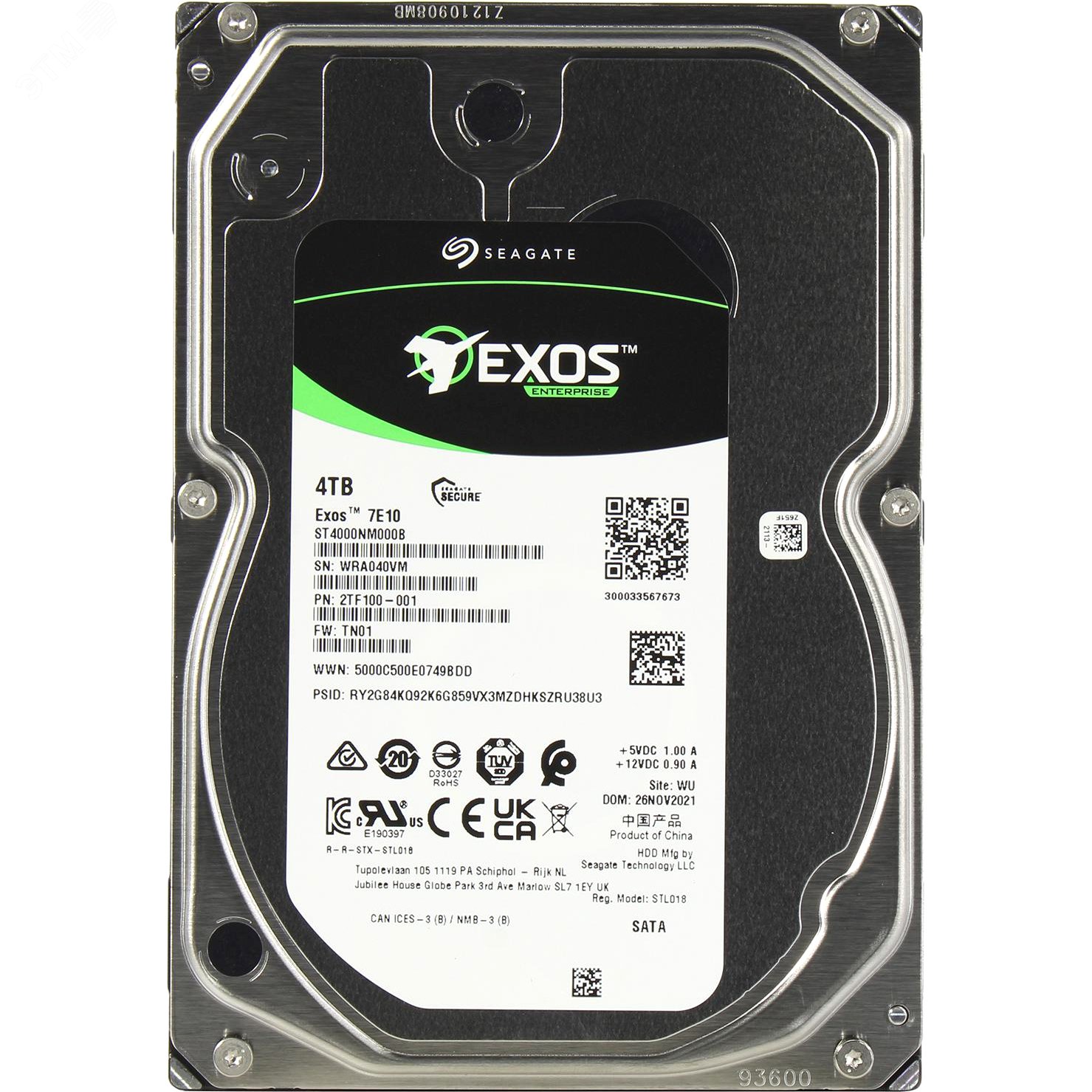 Жесткий диск 4Tb Exos 7E10 3.5'', SATAIII, 7200 об/мин, 256 МБ ST4000NM000B Seagate - превью