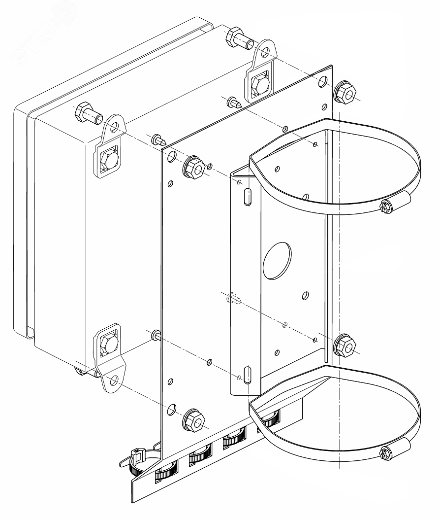 Кронштейн для крепления на опору коробок монтажных КМ и блоков питания БПУ и БПГ КС-2 Тахион