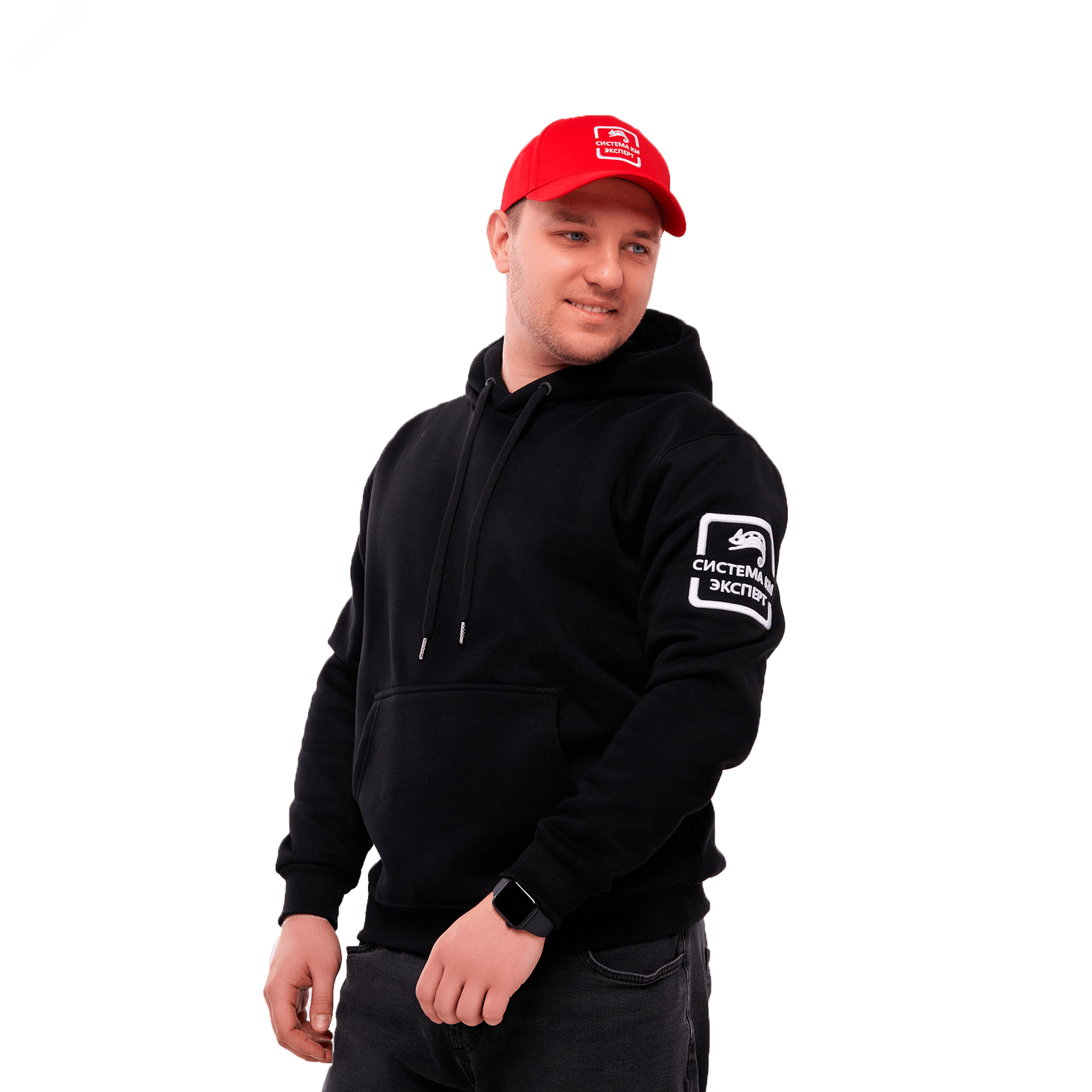 Изображение товара Толстовка худи с логотипом СИСТЕМА КМ Модель ЛО47726 Черная Демисезонная