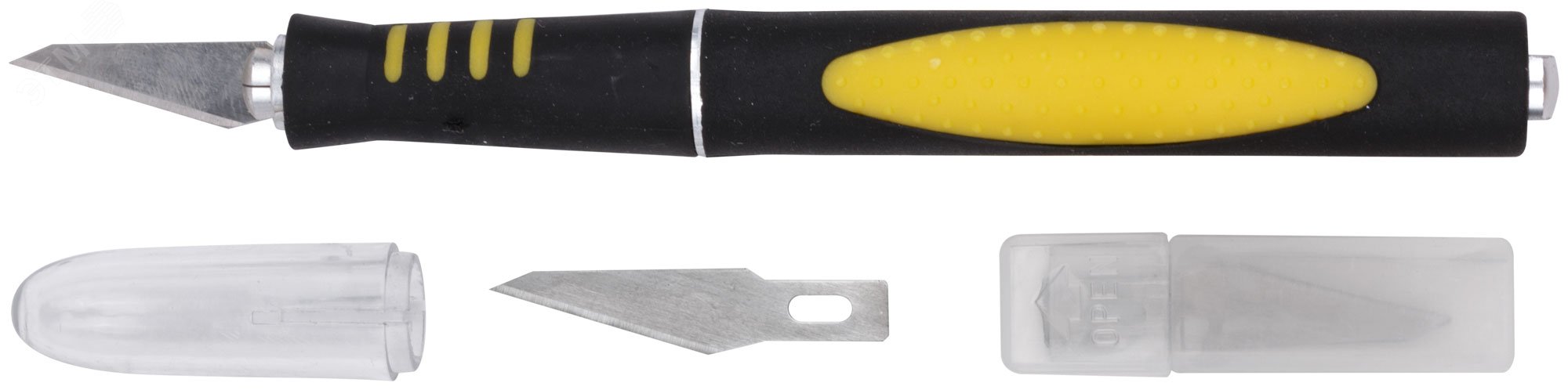 Нож макетный, прорезиненная алюминиевая ручка 10487 FIT - превью