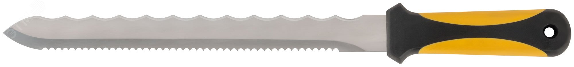 Нож для резки теплоизоляционных плит, двустороннее лезвие 240х27 мм, нерж.сталь, прорезиненная ручка 10636 FIT - превью