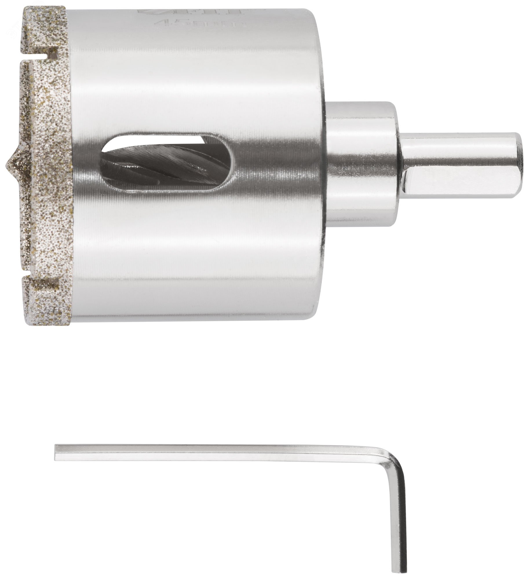 Изображение товара Коронка кольцевая по керамограниту, камню и кафелю алмазная с центровочным сверлом 45х70мм (шт)