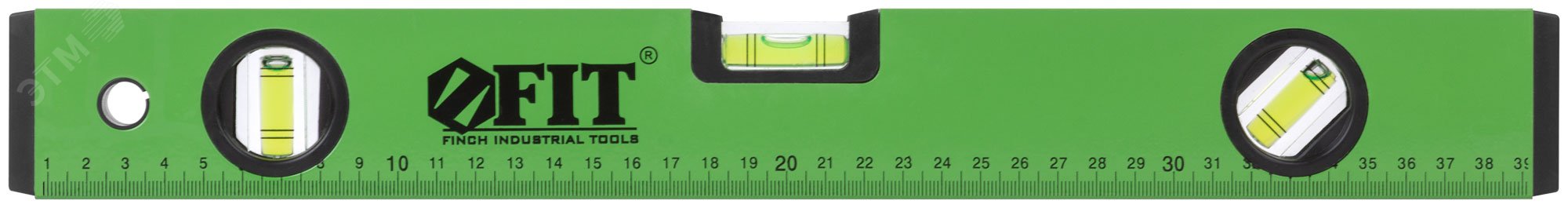 Уровень ''Техно'', 3 глазка, зеленый корпус, фрезерованная рабочая грань, шкала 400 мм 18114 FIT - превью