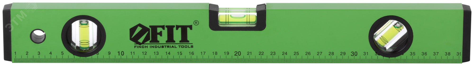 Уровень ''Техно'', 3 глазка, зеленый корпус, фрезерованная рабочая грань, шкала 400 мм 18114 FIT - превью 5
