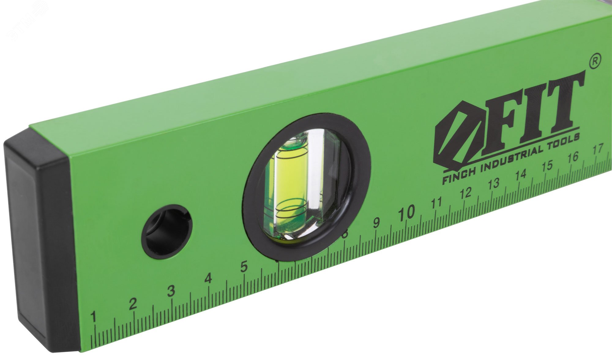 Уровень ''Техно'', 3 глазка, зеленый корпус, фрезерованная рабочая грань, шкала 400 мм 18114 FIT - превью 6