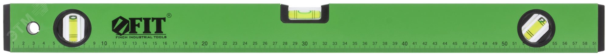 Уровень ''Техно'', 3 глазка, зеленый корпус, фрезерованная рабочая грань, шкала 600 мм 18116 FIT - превью