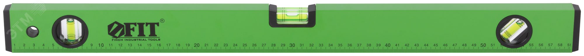 Уровень ''Техно'', 3 глазка, зеленый корпус, фрезерованная рабочая грань, шкала 600 мм 18116 FIT - превью 5