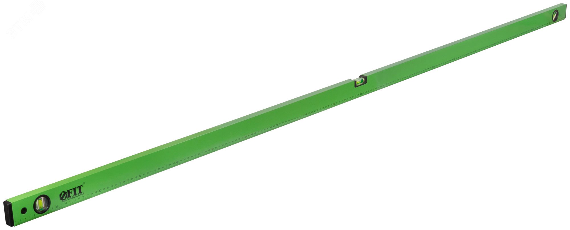 Уровень ''Техно'', 3 глазка, зеленый корпус, фрезерованная рабочая грань, шкала 2000 мм 18130 FIT - превью 2