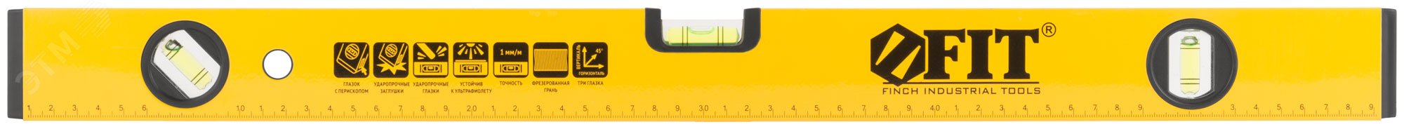 Изображение товара Уровень Перископ, 3 глазка, зеркало, усиленный корпус, фрезер. рабочая грань, шкала, Профи 600 мм (шт)
