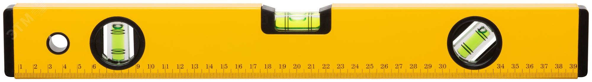 Уровень ''Стайл'', 3 глазка, желтый усиленный корпус, фрезерованная рабочая грань, шкала, Профи 400 мм 18204 FIT - превью 2