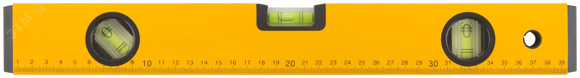 Уровень ''Магнит'', 2 глазка + 1 поворотный, желтый усиленный корпус, магниты, шкала, Профи 400 мм 18244 FIT - превью 4