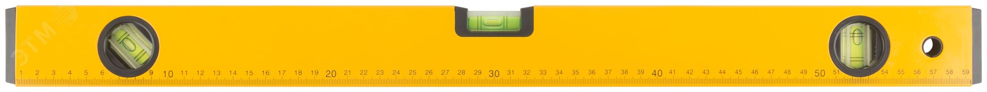 Уровень ''Магнит'', 2 глазка + 1 поворотный, желтый усиленный корпус, магниты, шкала, Профи 600 мм 18246 FIT - превью 4