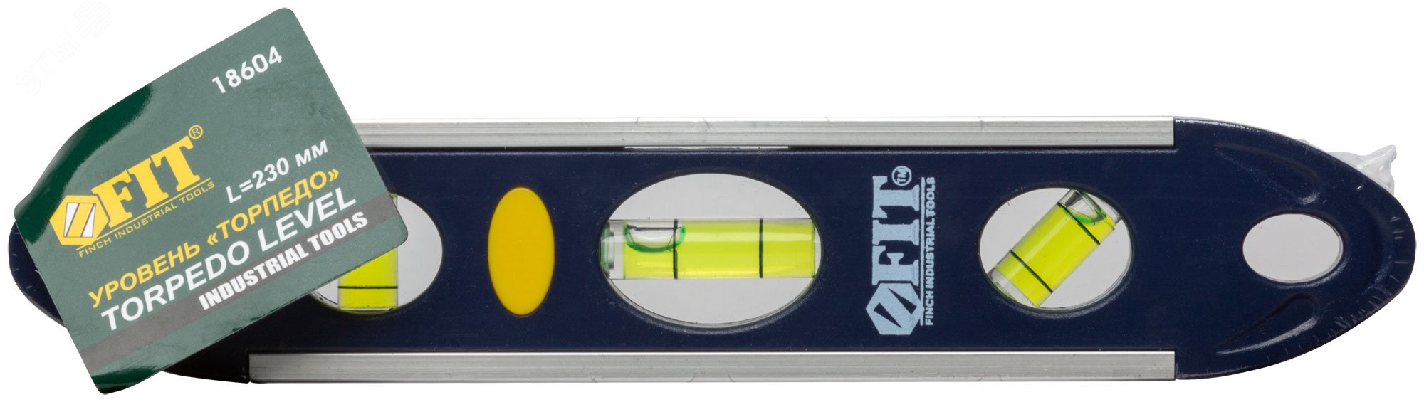 Уровень ''Торпедо'' пластиковый, 3 глазка, магнитный, с алюминиевой рамкой, Профи 230 мм 18604 FIT - превью 2