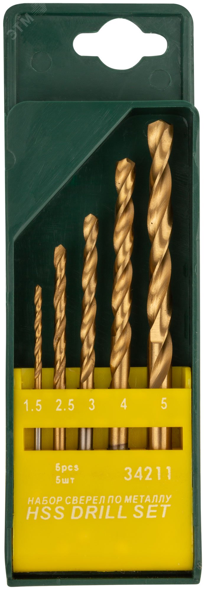 Изображение товара Набор сверл по металлу 5 шт с титановым покрытием FIT для точного сверления