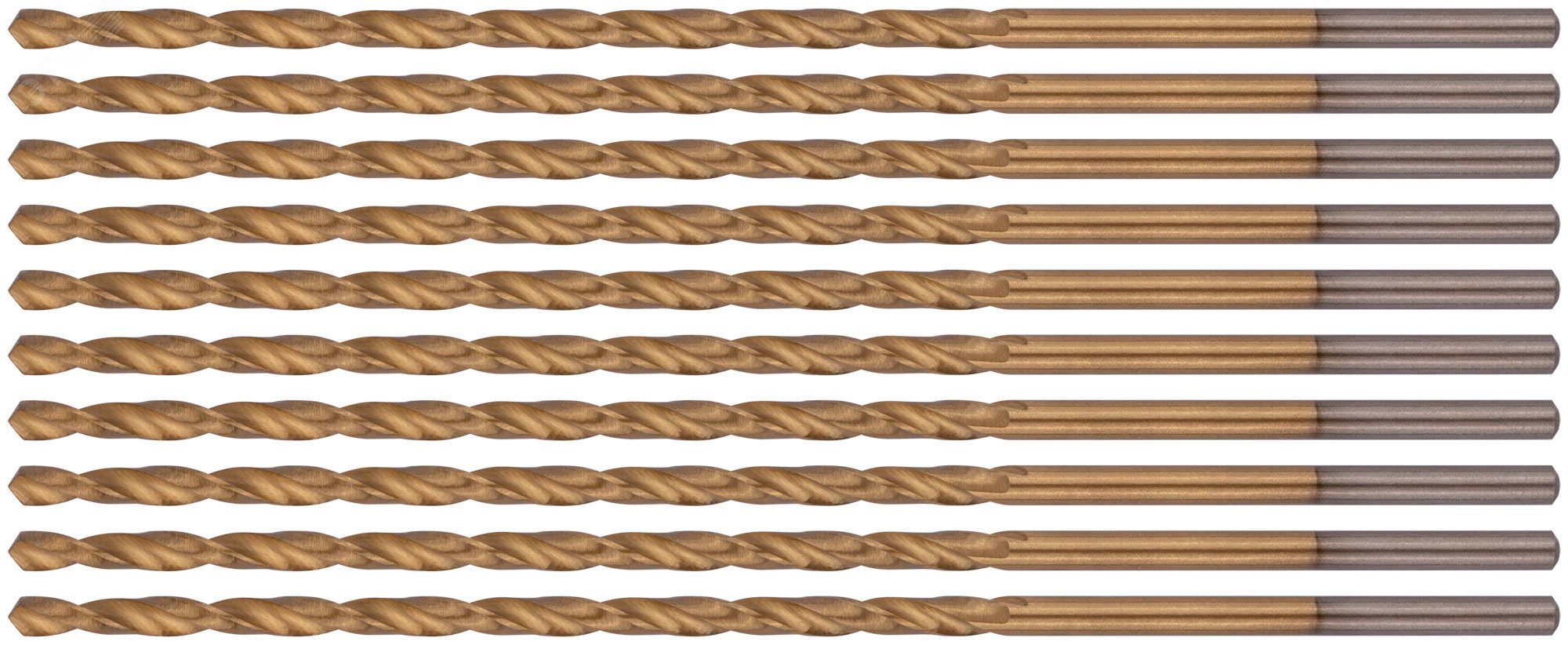 Изображение товара Набор сверл HSS по металлу титановое покрытие удлиненные 2.5х95 мм 10 шт
