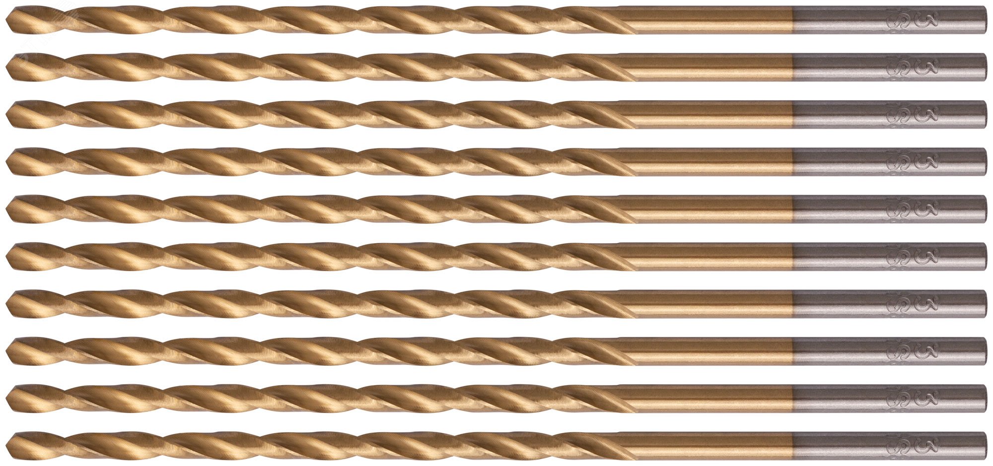 Изображение товара Сверла HSS по металлу с титановым покрытием 3.0х100 мм (10 шт) удлиненные