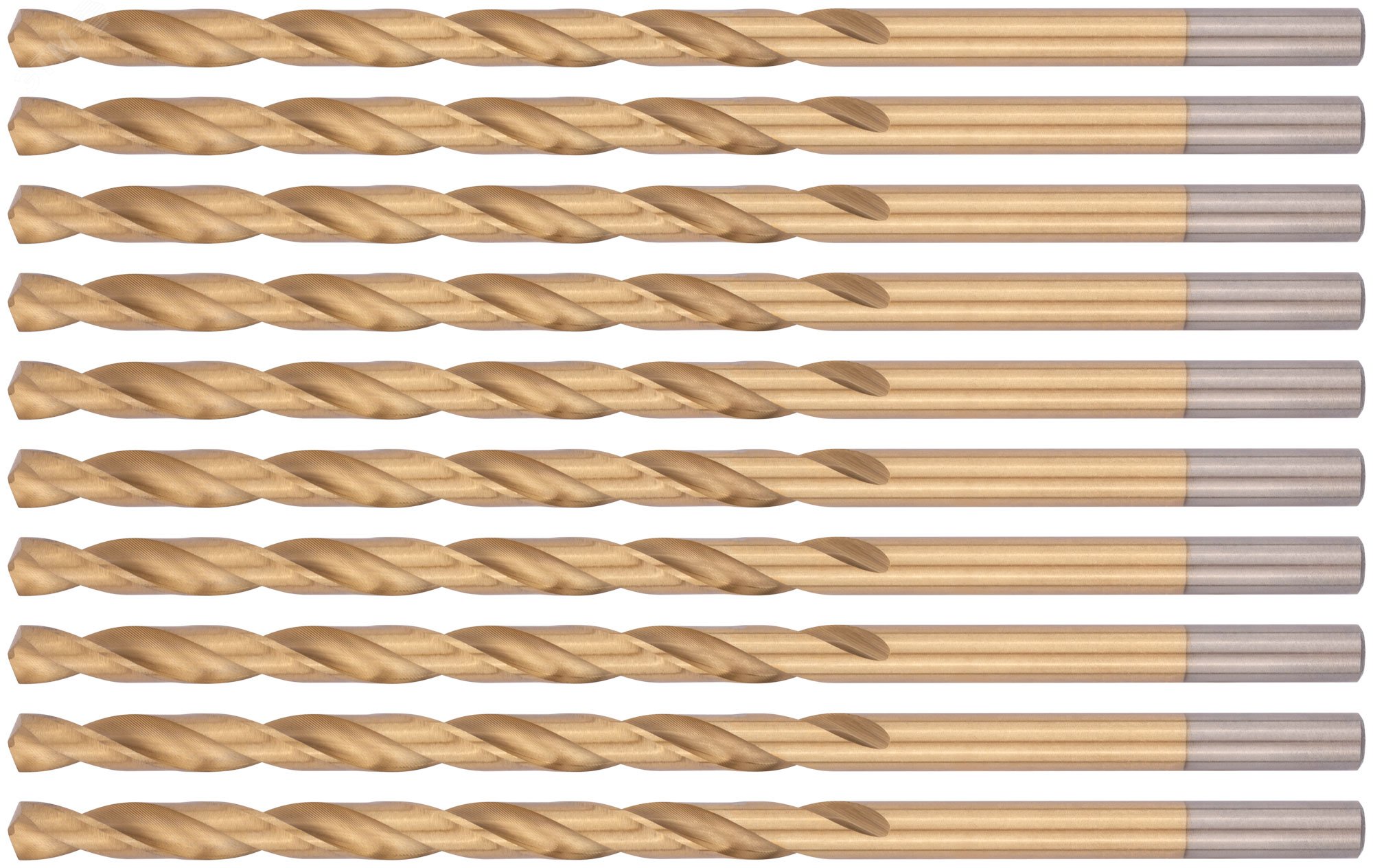 Изображение товара Сверла HSS по металлу удлиненные титановое покрытие 6.5х148 мм 10 шт