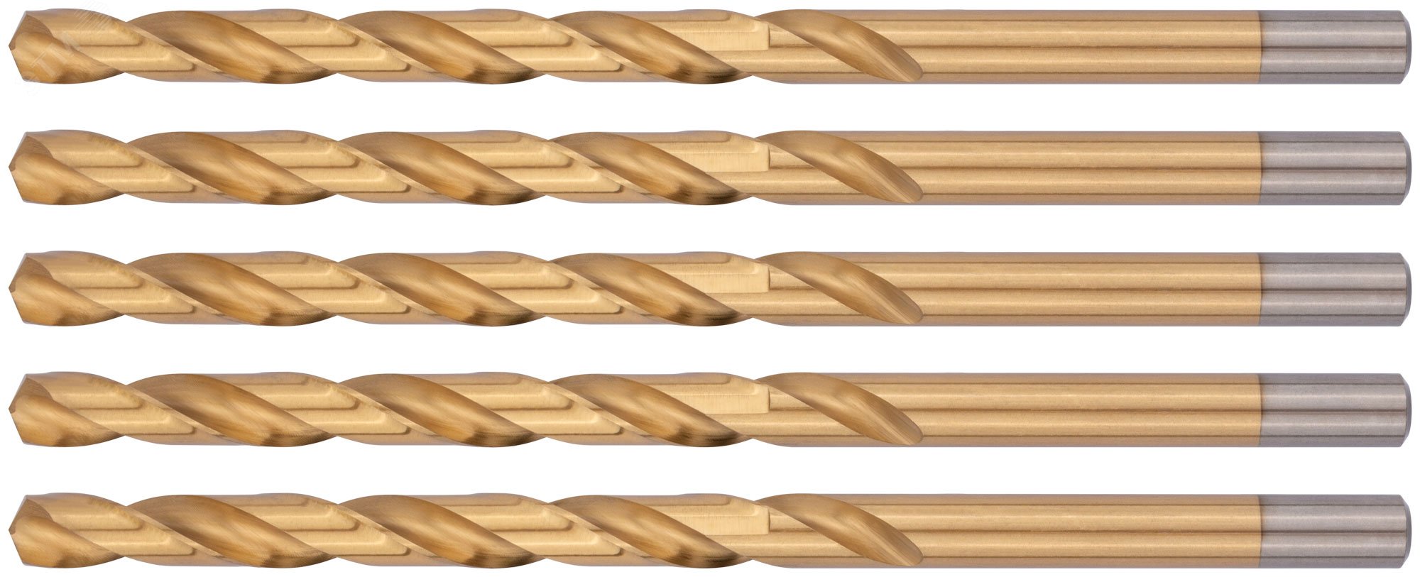 Изображение товара Сверла HSS по металлу удлиненные титановое покрытие 10x184 мм (5 шт) поверхность