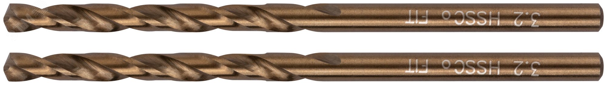 Изображение товара Сверла по металлу HSS с кобальтом 3.2 мм 2 шт Профи в блистере