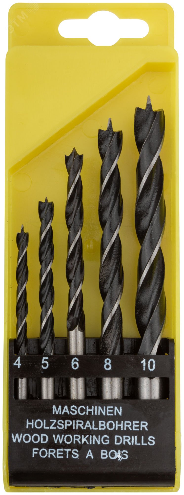 Изображение товара Набор сверл по дереву 5 шт с цилиндрическим хвостовиком и кейсом